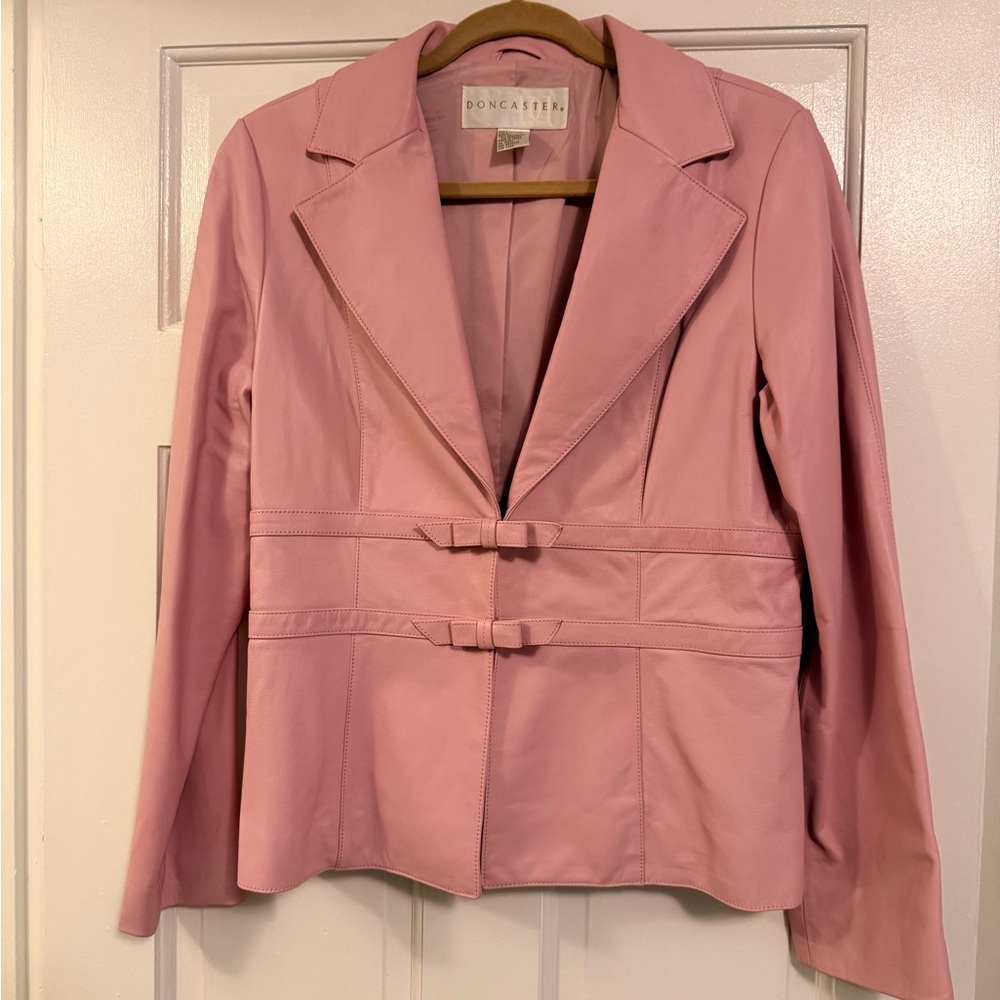Doncaster Women's Blush Pink Leather Blazer